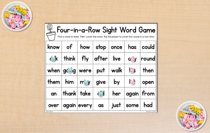 Spring Sight Word Four in a Row Game Cover 