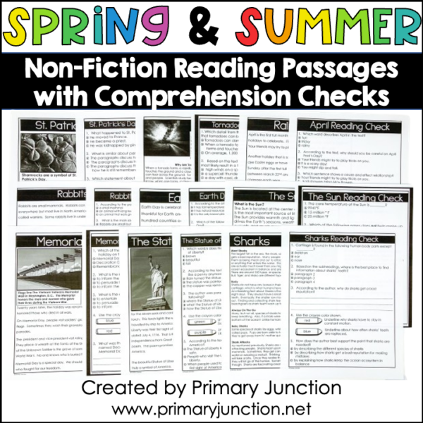 Spring and Summer Non Fiction Reading Comprehension Passages and Questions