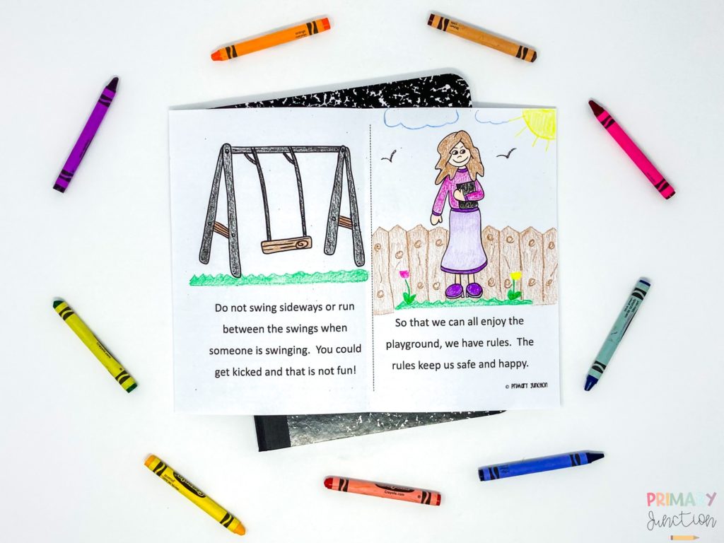 Free Playground Reader and Reading Passage to teach Playground Rules Back to School Beginning of School Year First Grade Second Grade
