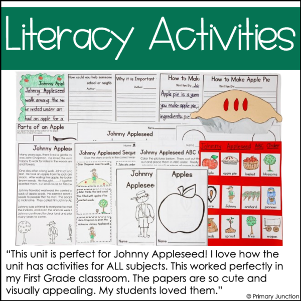 Johnny Appleseed Apple Craft Apple Life Cycle Apple Literacy Activities Apple Math Activities