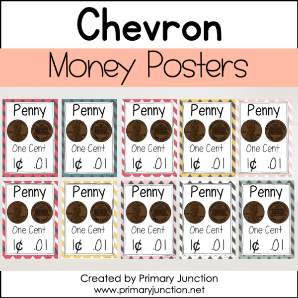 Chevron Money Posters Coin Identification Worksheets Identifying Coins Counting