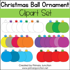 Christmas Ball Ornament Clip Art Set Color Blackline Clipart Commercial Use