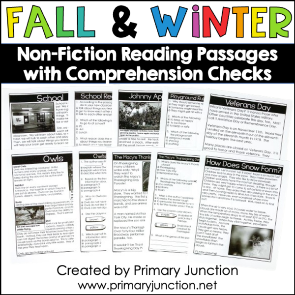 Fall and Winter Non Fiction Reading Comprehension Passages and Questions Google