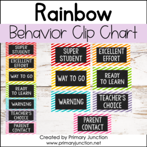 Rainbow Behavior Clip Chart Behavior Management Rainbow Classroom Decor