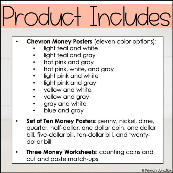 Chevron Money Posters Coin Identification Worksheets Identifying Coins Counting