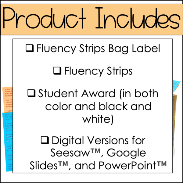 Fluency Strips Reading Fluency Practice with Expression Games Activities Oral