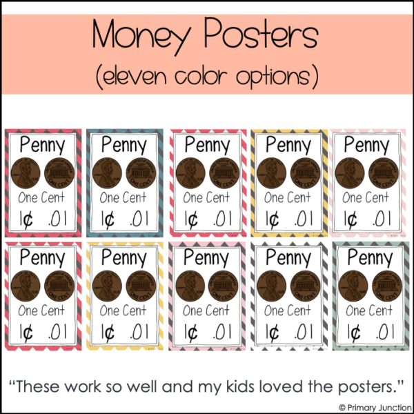 Chevron Money Posters Coin Identification Worksheets Identifying Coins Counting