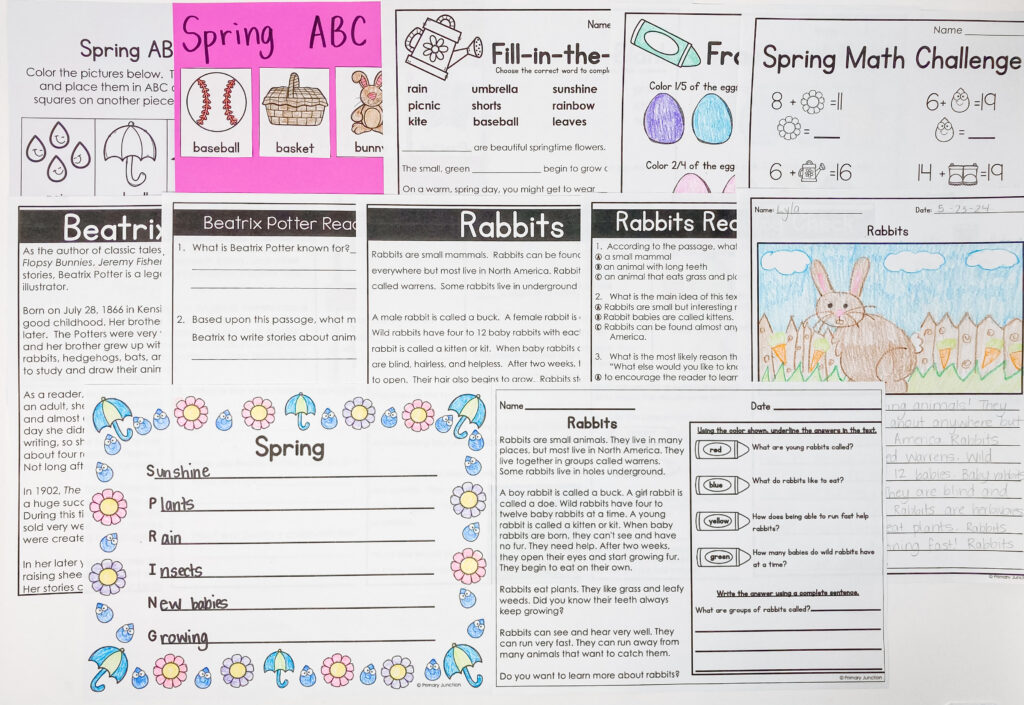 Beatrix Potter and Spring Activities Spring Worksheets Math Rabbit Craft Easter