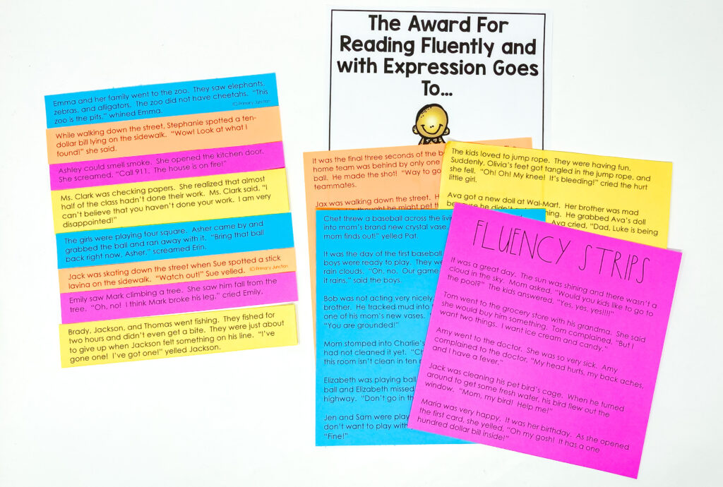 Reading Fluency Practice Strips - An activity that will help students practice reading fluency and reading with expression skills.  Digital and Print versions are included.