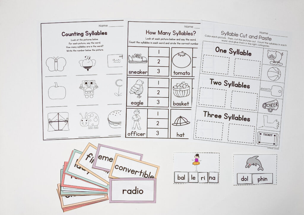 Counting Segmenting and Dividing Syllables Worksheets Syllable Division Types