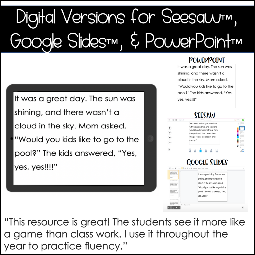 Reading Fluency Practice Strips - An activity that will help students practice reading fluency and reading with expression skills.  Digital and Print versions are included.