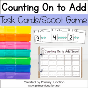 Counting On Addition Strategy Counting On To Add Task Cards Scoot Game Write the