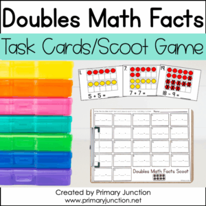 Doubles Math Facts Task Cards Scoot Games Addition Subtraction Write the Room