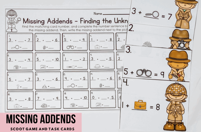 Make Missing Addends Fun with a Missing Addends Scoot Game: Movement-Based Learning in First Grade Math