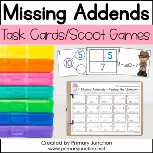 Missing Addends to 10 Task Cards Scoot Game Write the Room Games Math Center