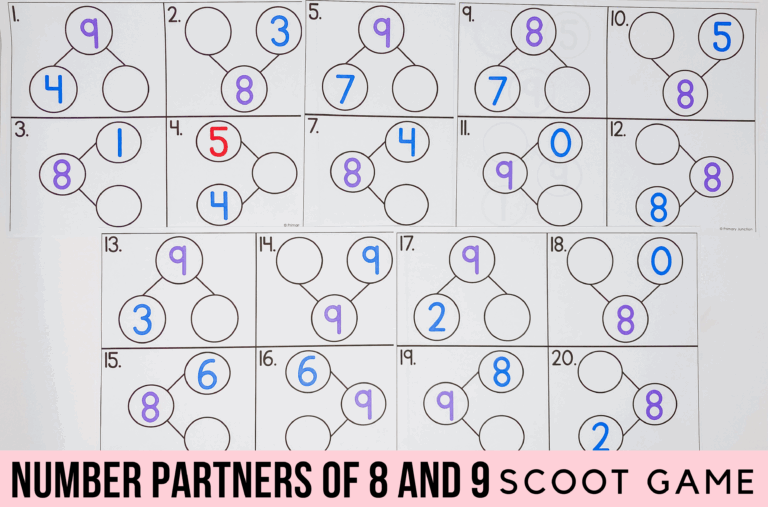 How I Teach Number Partners of 8 and 9 Without Losing My Mind – Number Partners of 8 and 9 Scoot Game