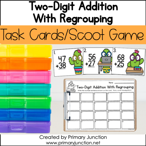 Two-Digit Addition With Regrouping Scoot Game Write the Room