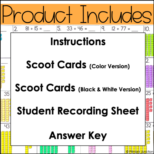 Adding Tens and Ones Scoot Game Write the Room Two-Digit Add