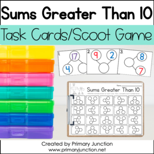 Addition and Subtraction Within 20 Sums Greater Than 10 Task Cards Scoot Game Write the Room Math Center