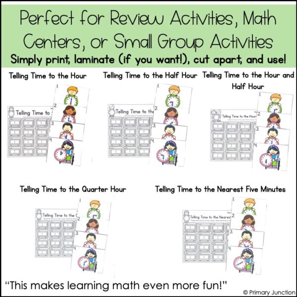 Telling Time Scoot Game BUNDLE - Write the Room, Task Cards