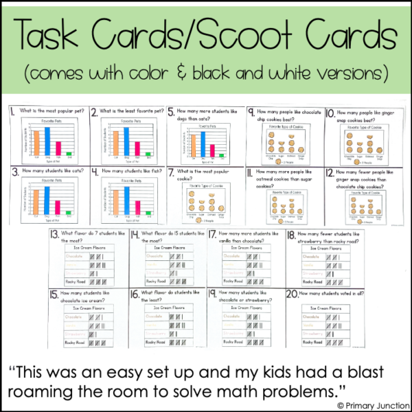 Compare Data Pictographs Bar Graphs Tally Charts Scoot Game