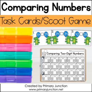 Comparing Numbers to 99 Greater Than Less Than Scoot Game Task Cards Write the Room Math Center