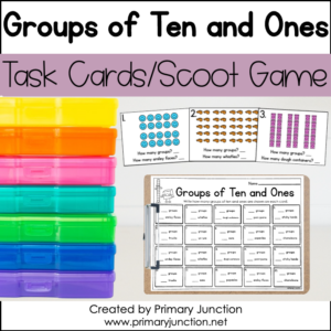 Identifying Groups of Tens and Ones Understand Place Value Scoot Game Task Cards Write the Room Math Center