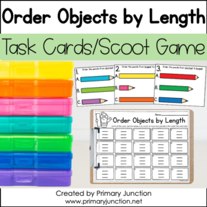 Order Objects by Length Comparing Measurement Scoot Game Task Cards Math Write the Room 1