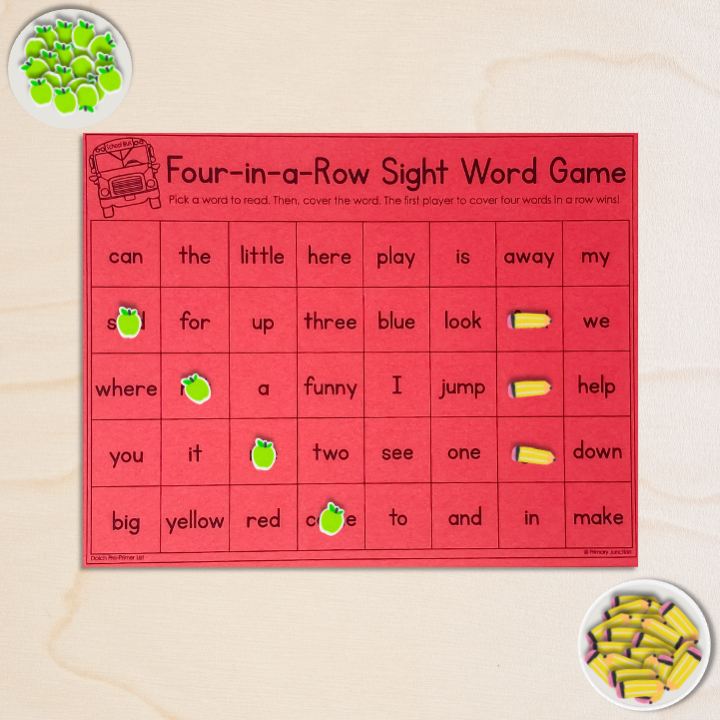 Back-to-School Four-in-a-Row Sight Word Game