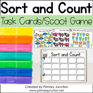 Sort and Count Sorting Scoot Game Task Cards Math Write the Room 1