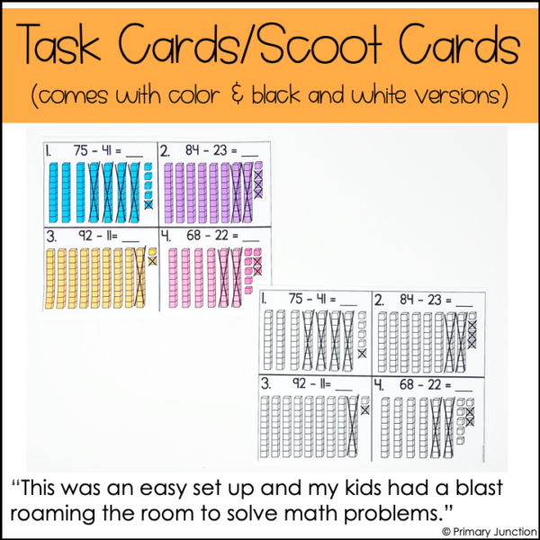 Subtracting Tens and Ones Scoot Game Write the Room