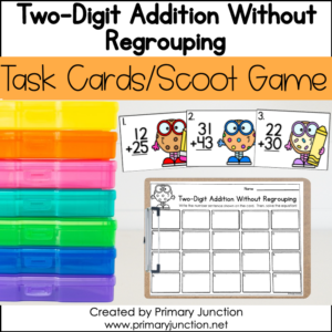 Two Digit Addition Without Regrouping Double Digit Scoot Game Task Cards Write the Room Math Center