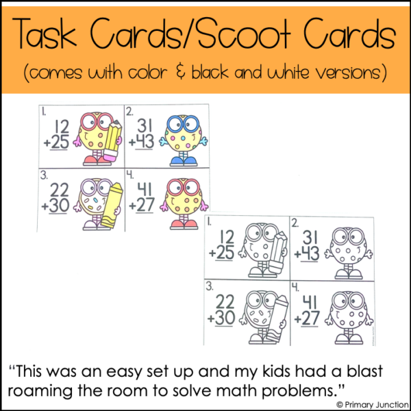 Two-Digit Addition Without Regrouping Scoot Game Write Room