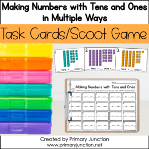 Understand Tens and Ones Making Numbers Identifying Numbers Using Tens and Ones in Multiple Ways Understand Place Value Scoot Game Task Cards Write the Room Math Center 1