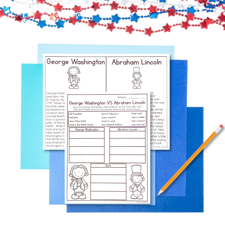 Free George Washington and Abraham Lincoln Informational Text & Fact Sort | Presidents’ Day Reading Activity