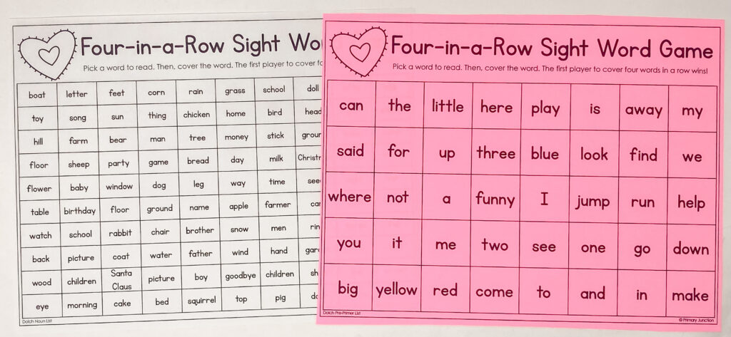 Valentine Sight Word Game February Partner Heart Words Irregular Words